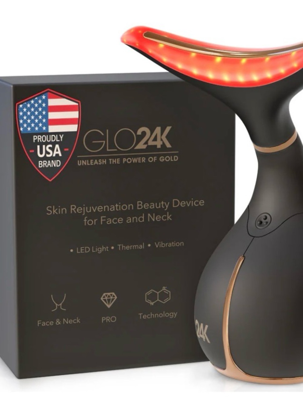 GLO24K Skin Rejuvenation Beauty Device for the Face and Neck NIB